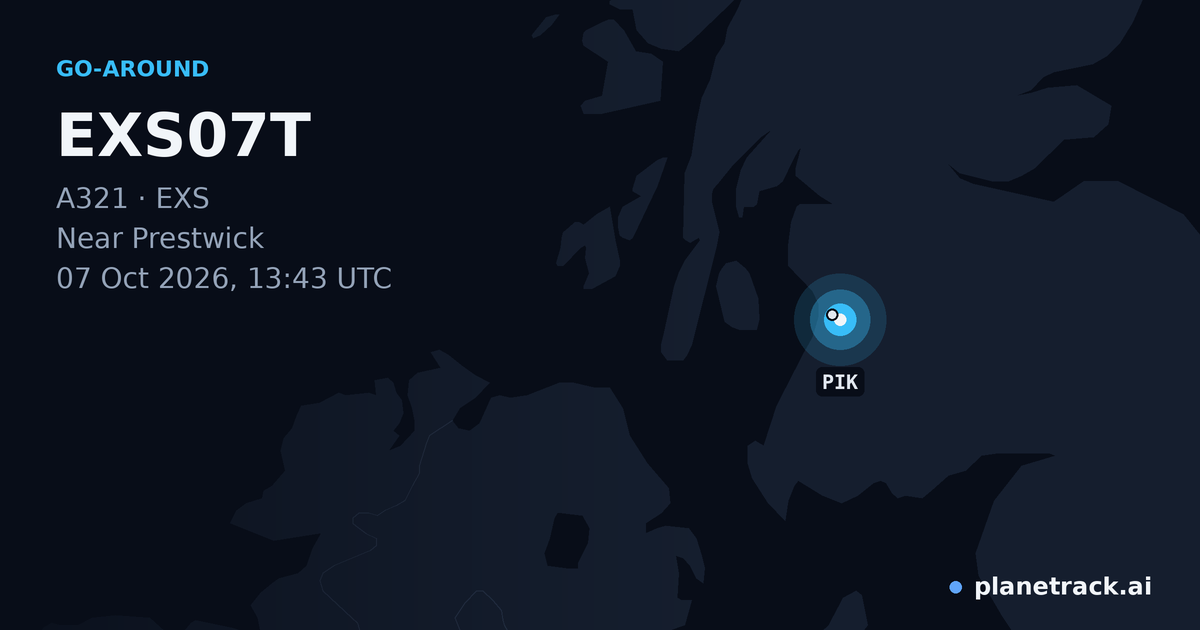 Map of where EXS07T's go-around happened