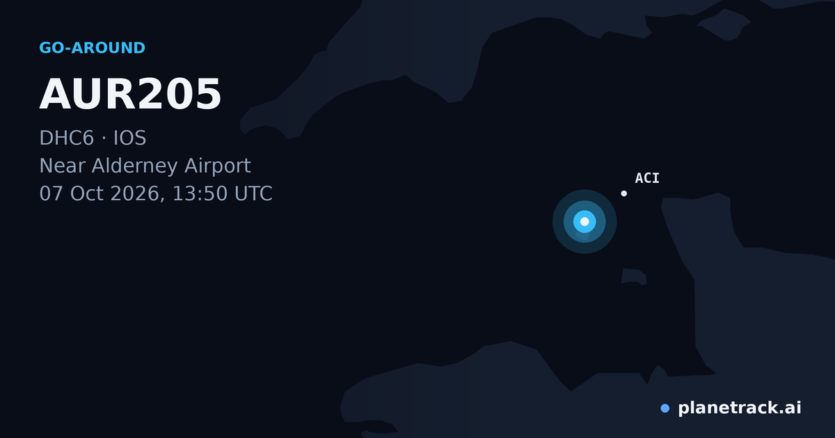 Map of where AUR205's go-around happened