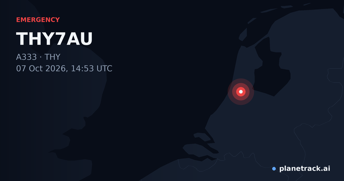 Map of where THY7AU's emergency: squawk 7600 happened