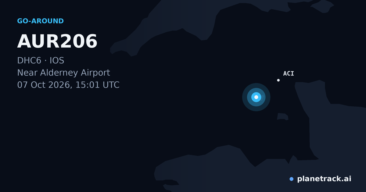Map of where AUR206's go-around happened