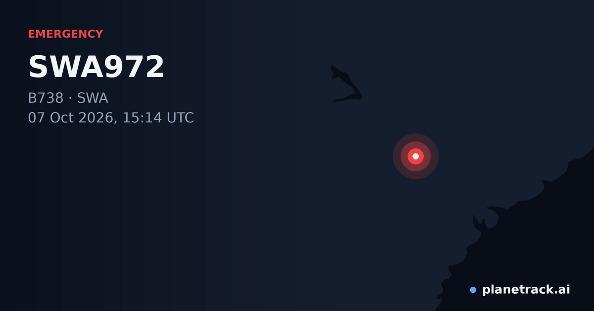 Map of where SWA972's emergency: squawk 7700 happened