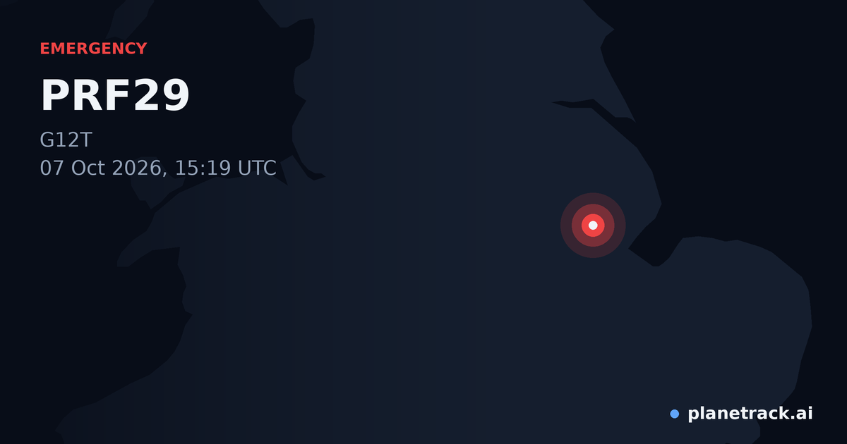 Map of where PRF29's emergency: squawk 7700 happened