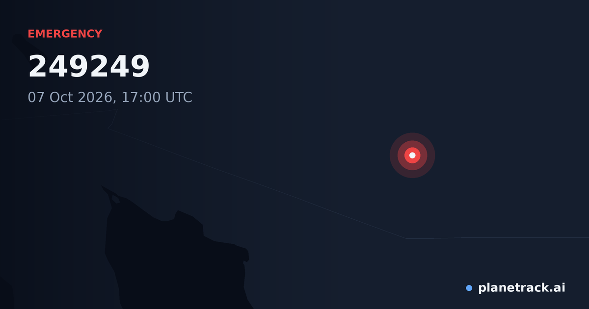 Map of where 249249's emergency: squawk 7700 happened