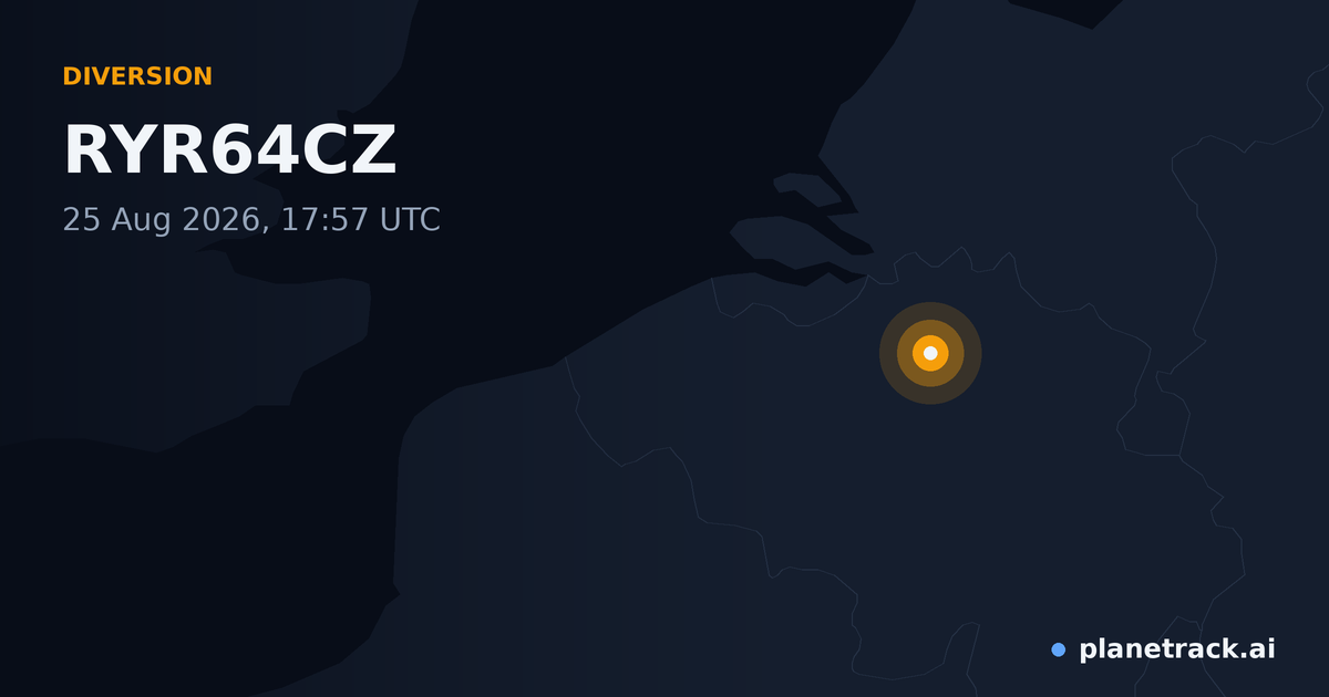 Map of where RYR64CZ's diversion happened