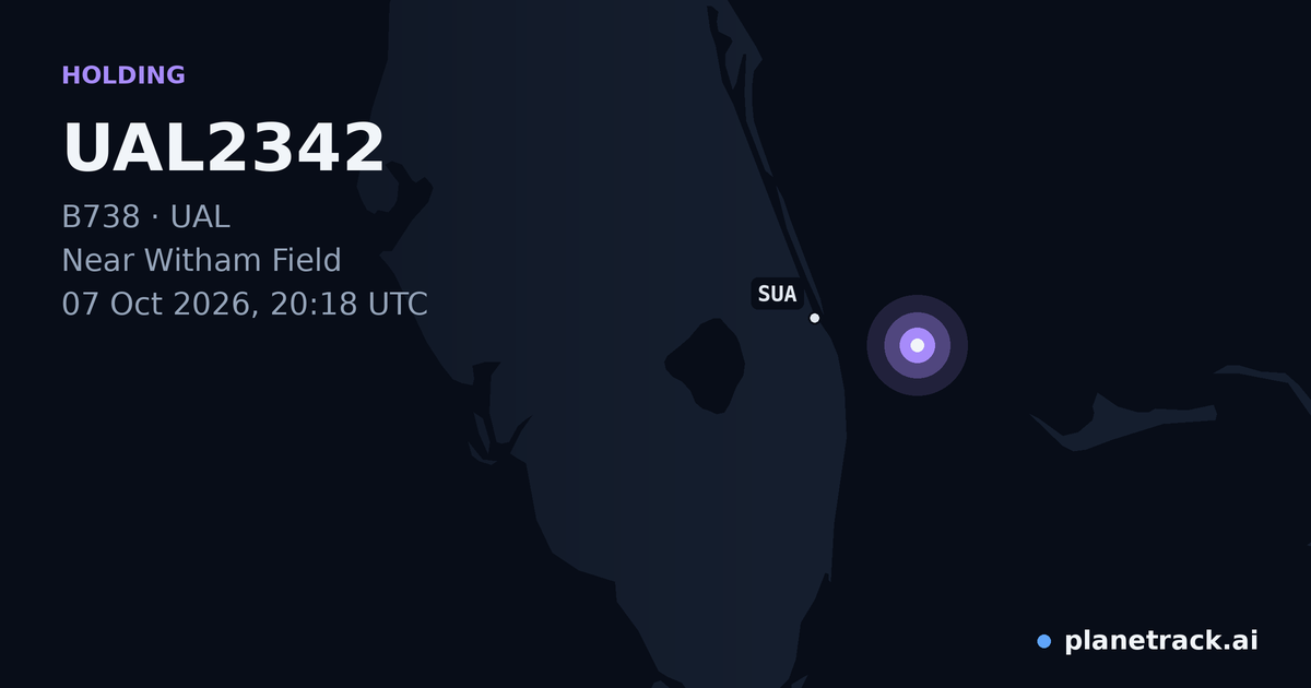 Map of where UAL2342's holding pattern happened