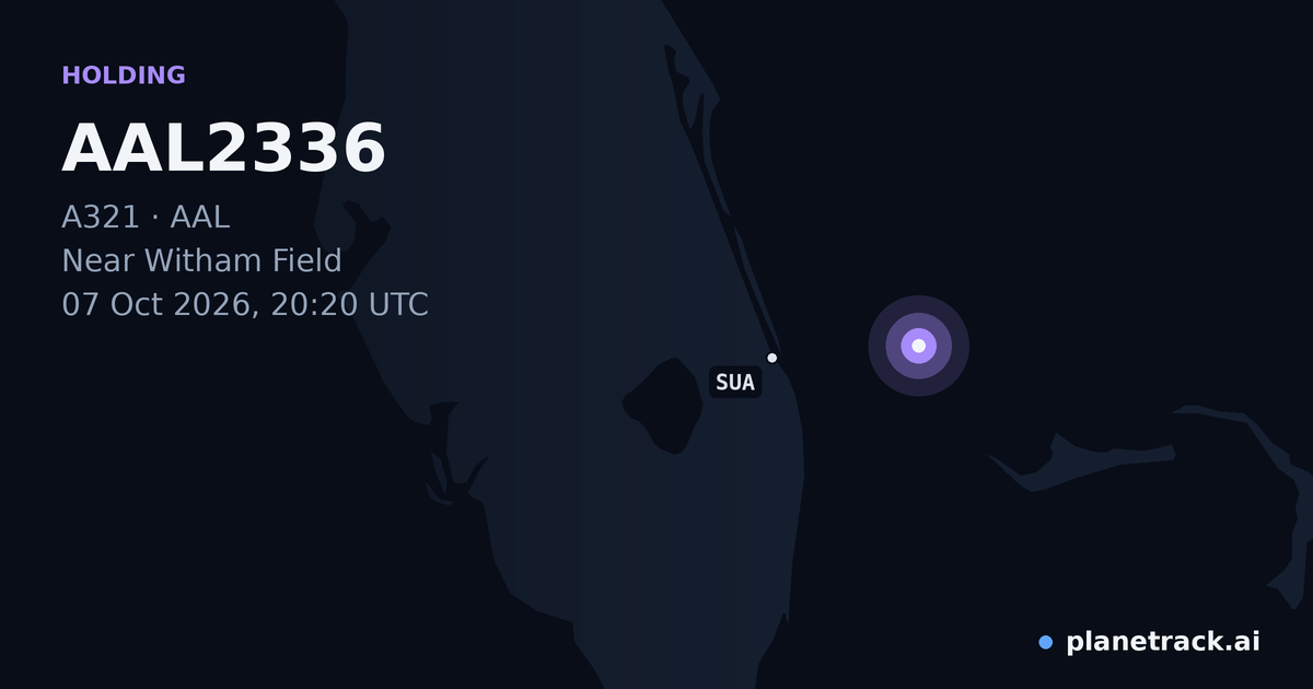 Map of where AAL2336's holding pattern happened