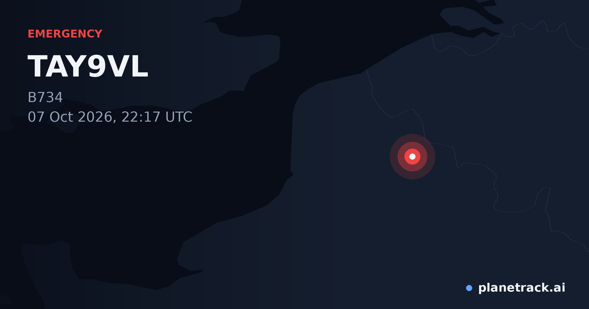 Map of where TAY9VL's emergency: squawk 7700 happened