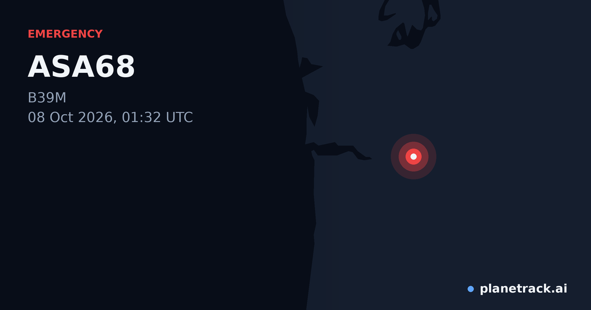 Map of where ASA68's emergency: squawk 7700 happened