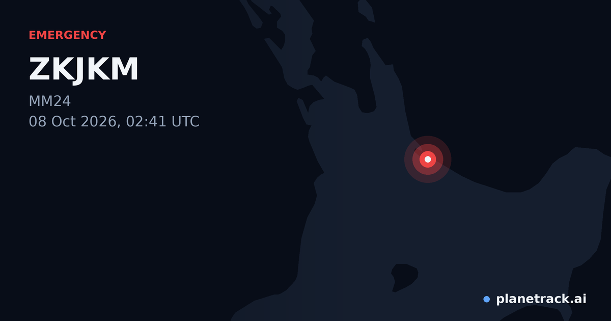 Map of where ZKJKM's emergency: squawk 7600 happened