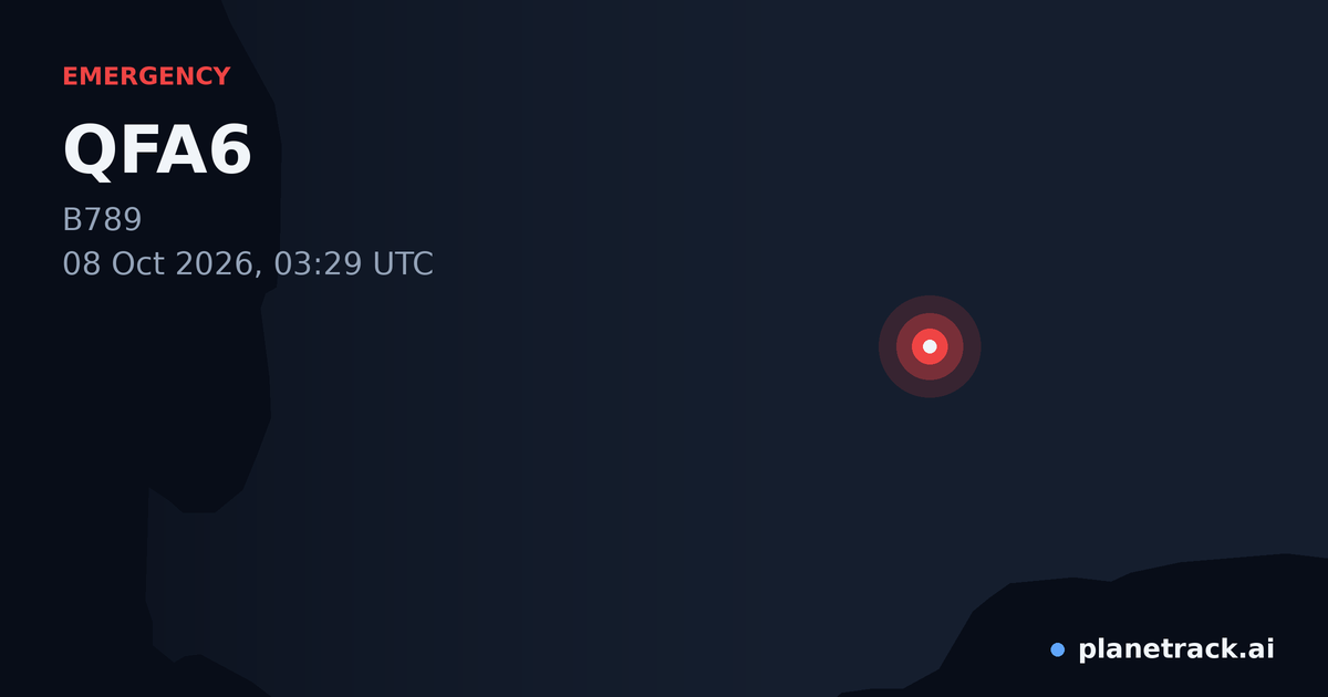 Map of where QFA6's emergency: squawk 7600 happened