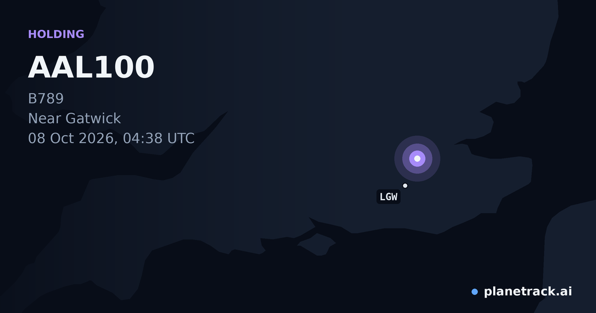 Map of where AAL100's holding pattern happened
