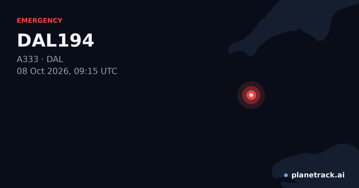 Map of where DAL194's emergency: squawk 7600 happened