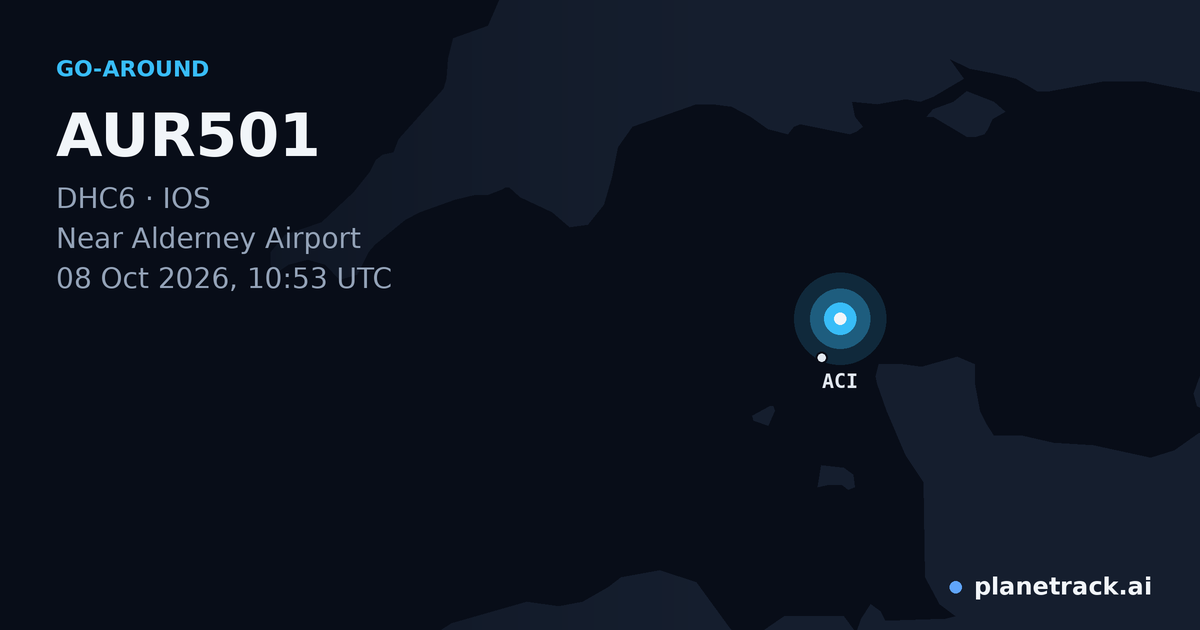 Map of where AUR501's go-around happened