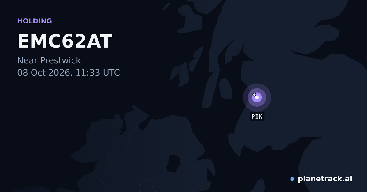 Map of where EMC62AT's holding pattern happened