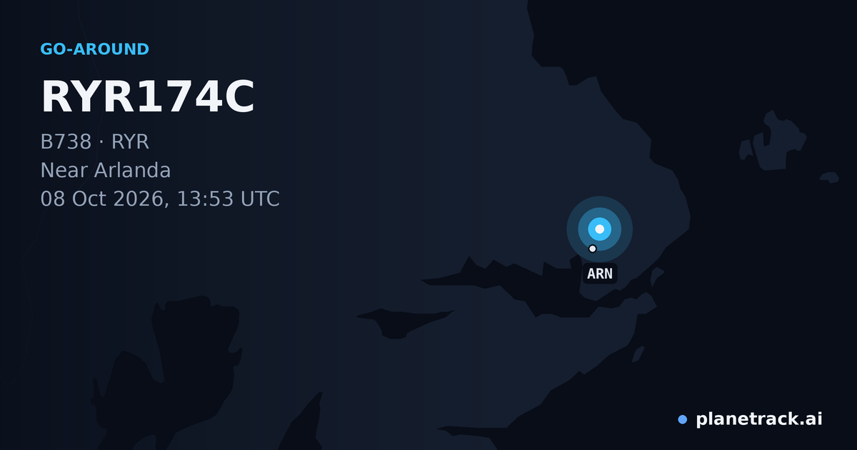 Map of where RYR174C's go-around happened