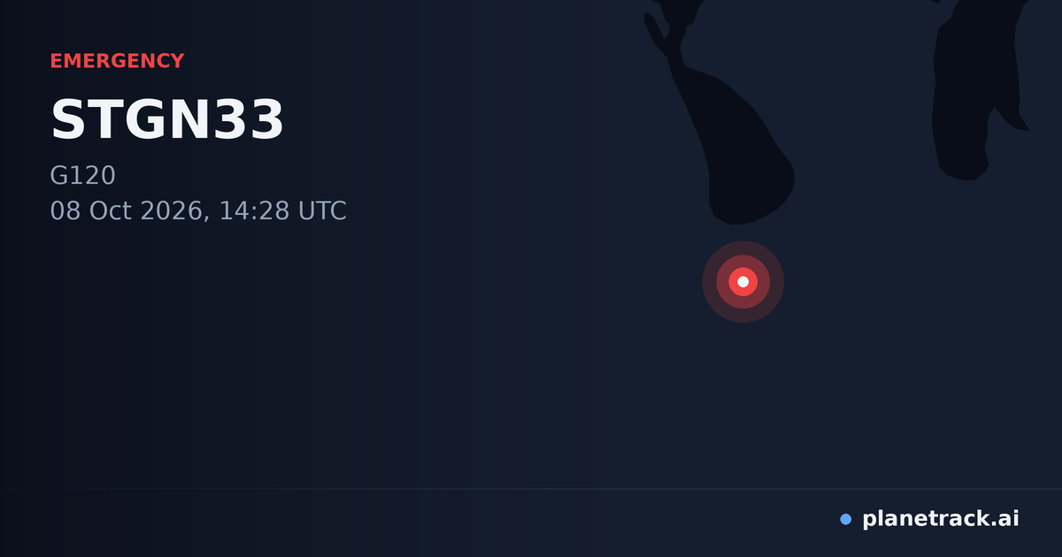 Map of where STGN33's emergency: squawk 7600 happened