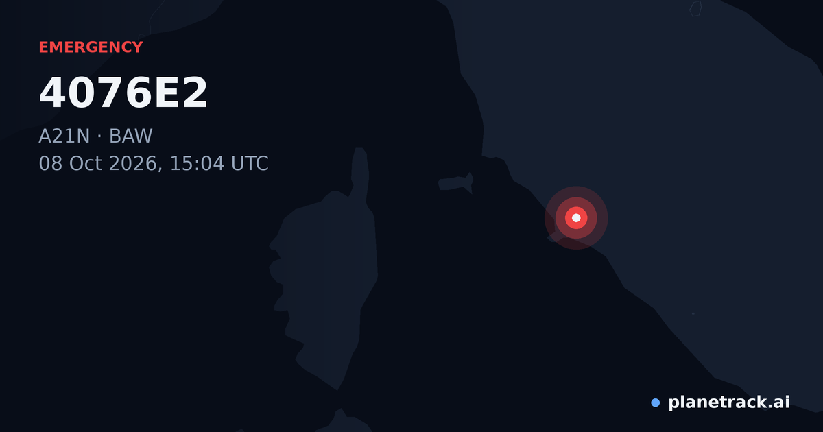 Map of where 4076E2's emergency: squawk 7600 happened