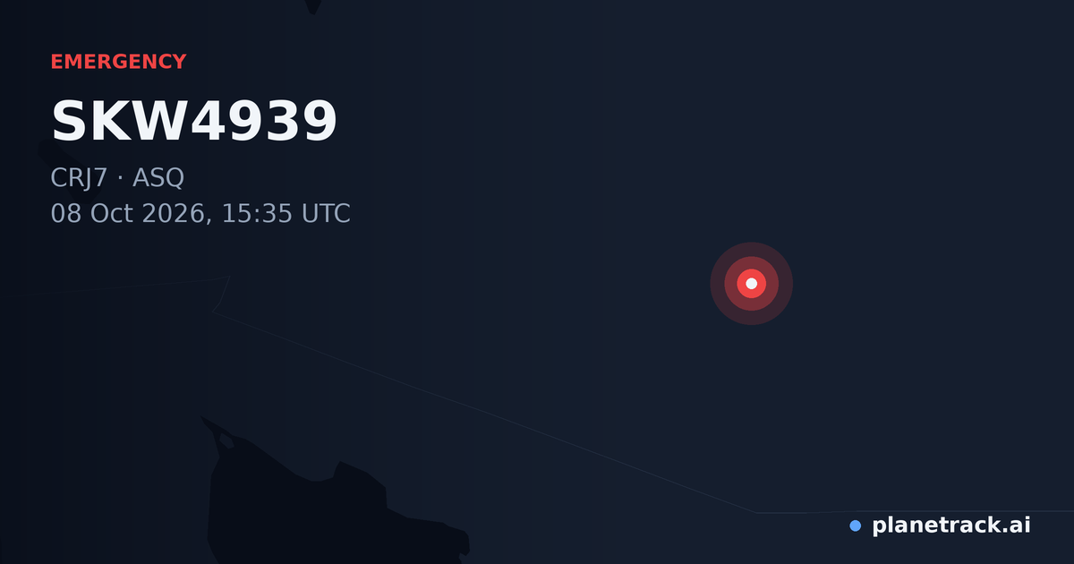 Map of where SKW4939's emergency: squawk 7700 happened