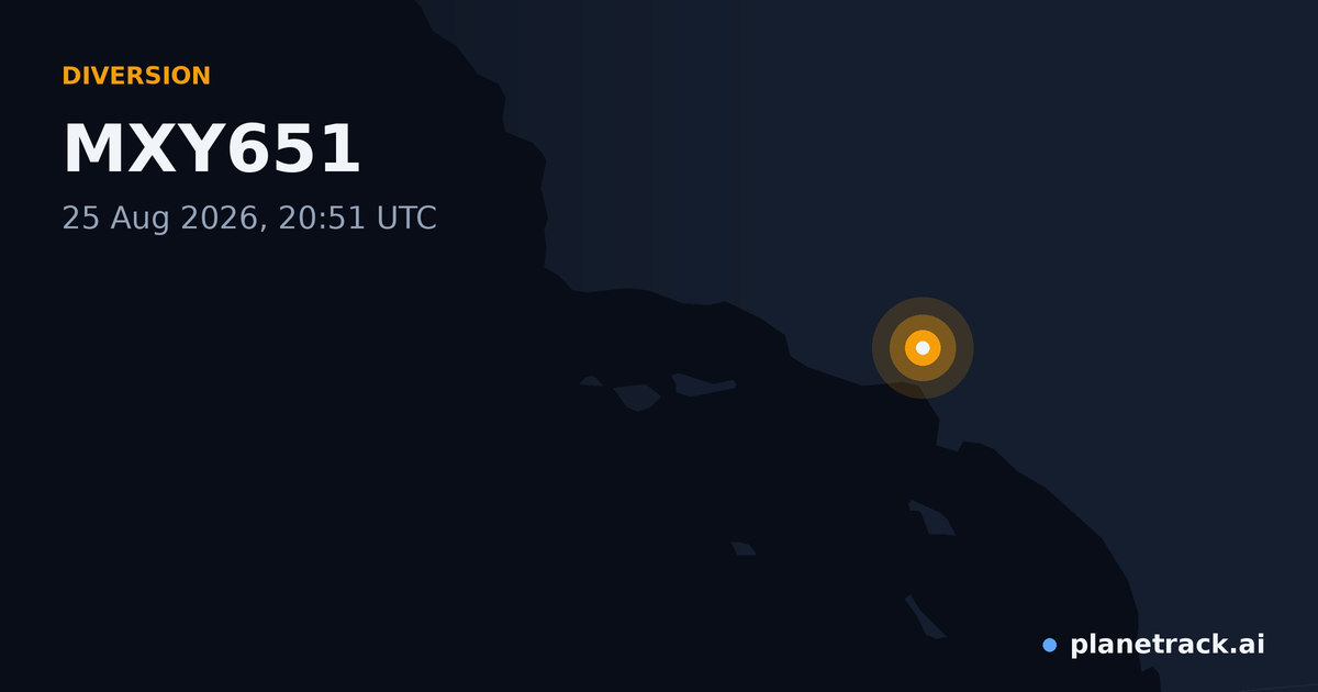 Map of where MXY651's diversion happened