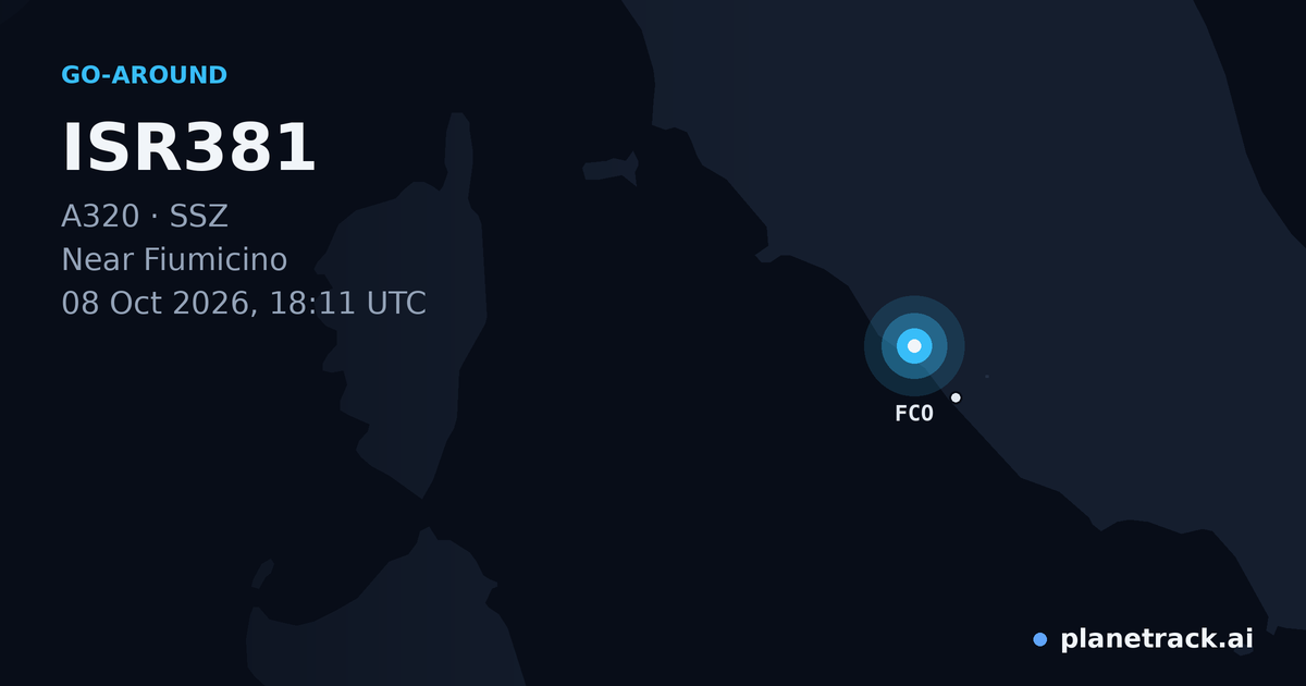 Map of where ISR381's go-around happened