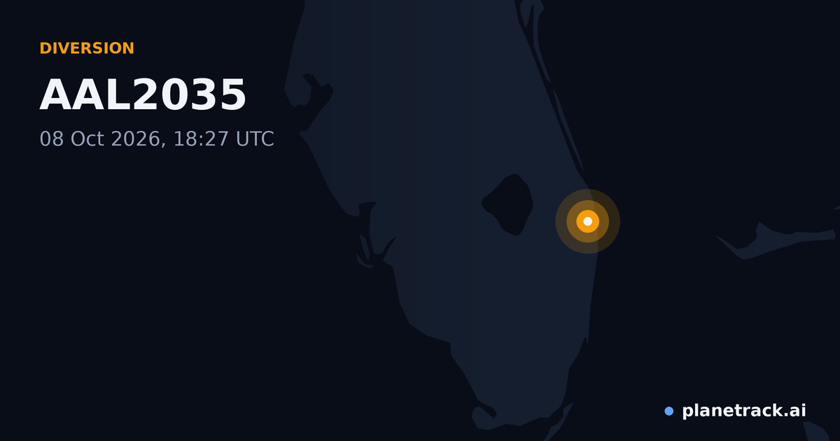 Map of where AAL2035's diversion happened