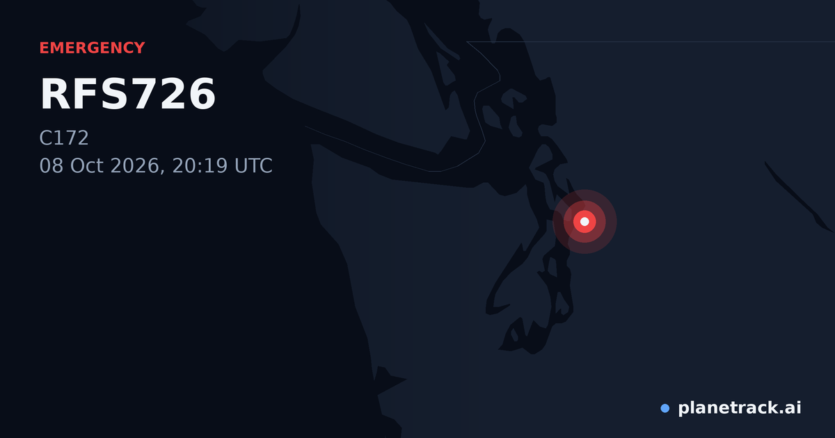 Map of where RFS726's emergency: squawk 7600 happened