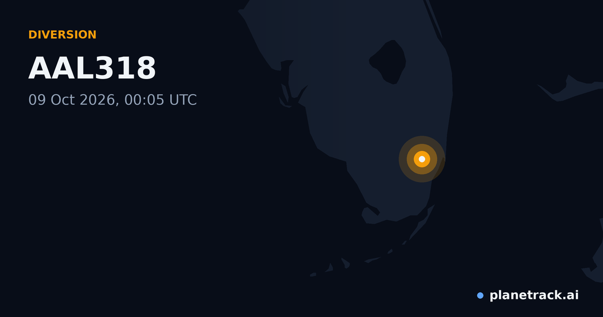 Map of where AAL318's diversion happened