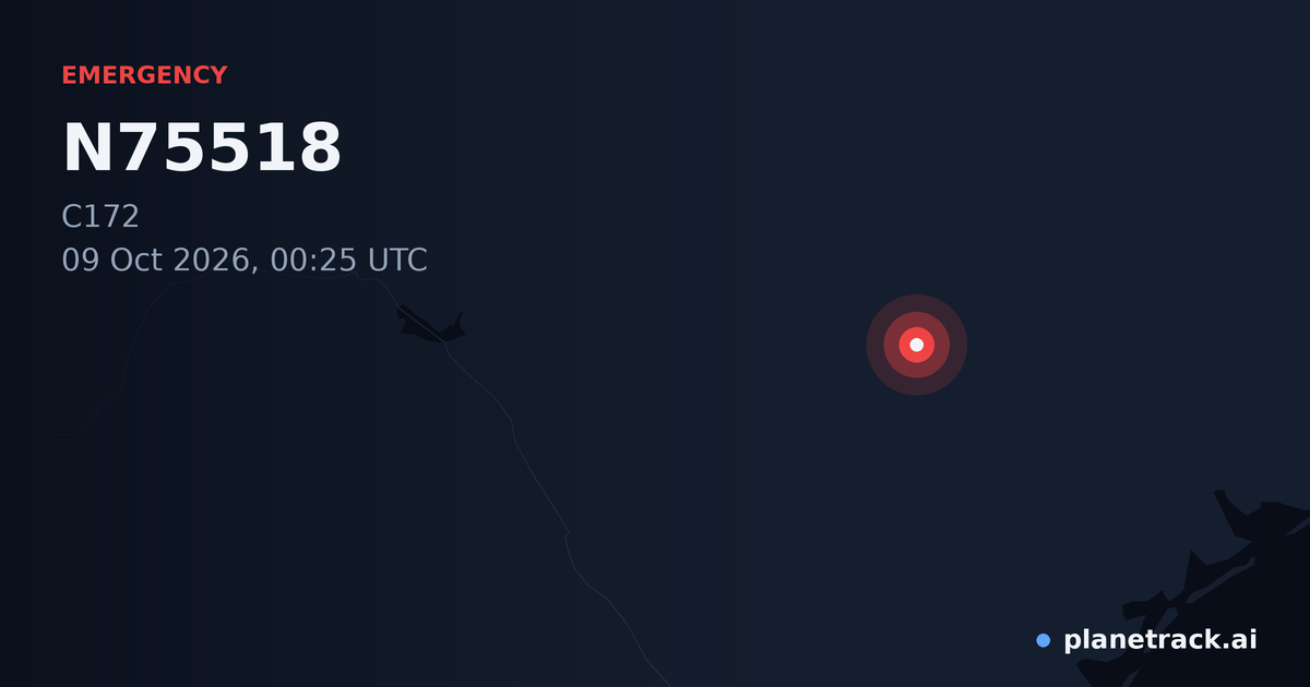 Map of where N75518's emergency: squawk 7600 happened