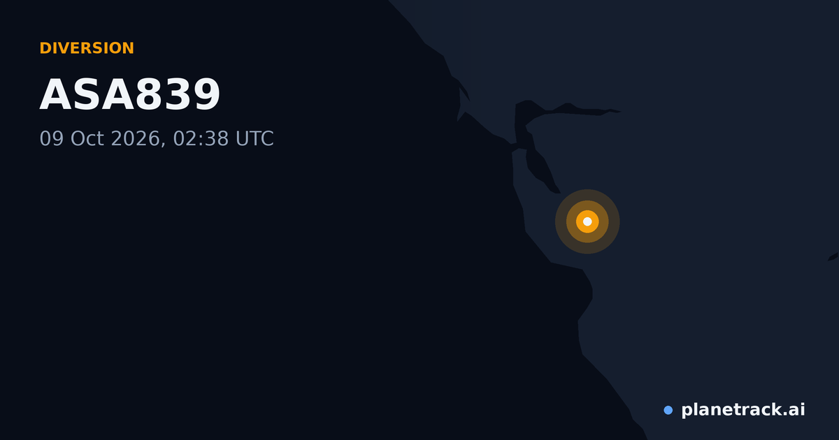 Map of where ASA839's diversion happened