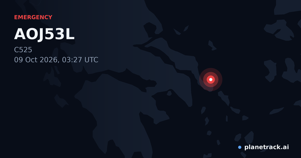 Map of where AOJ53L's emergency: squawk 7700 happened
