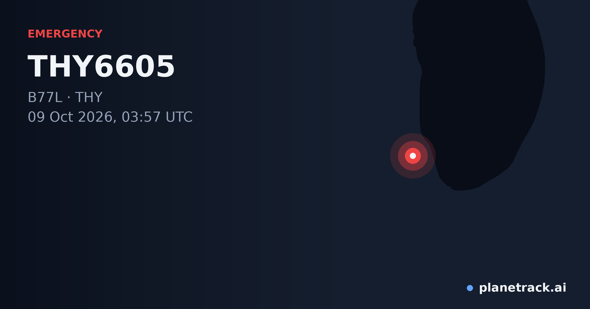 Map of where THY6605's emergency: squawk 7600 happened