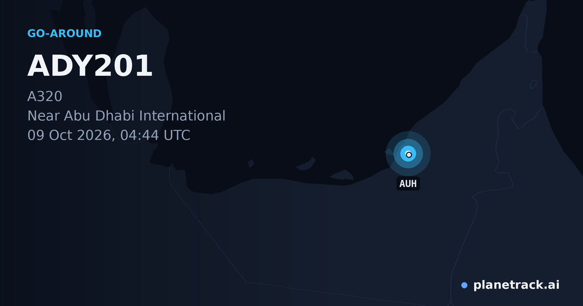 Map of where ADY201's go-around happened