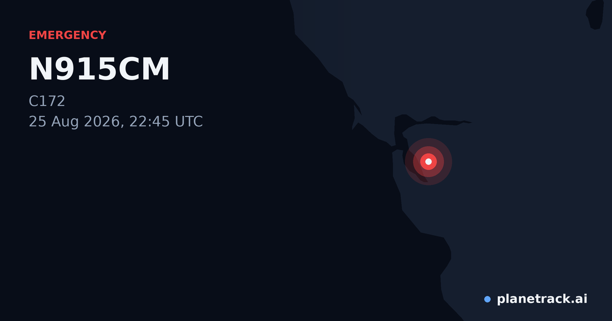 Map of where N915CM's emergency: squawk 7600 happened