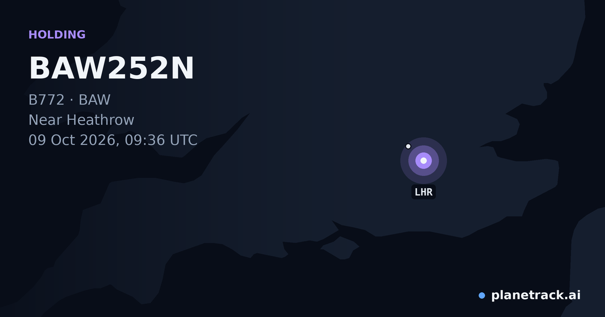 Map of where BAW252N's holding pattern happened