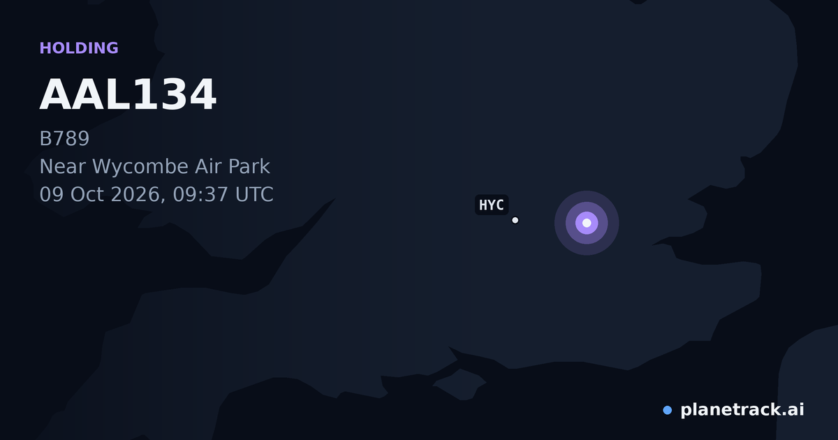 Map of where AAL134's holding pattern happened