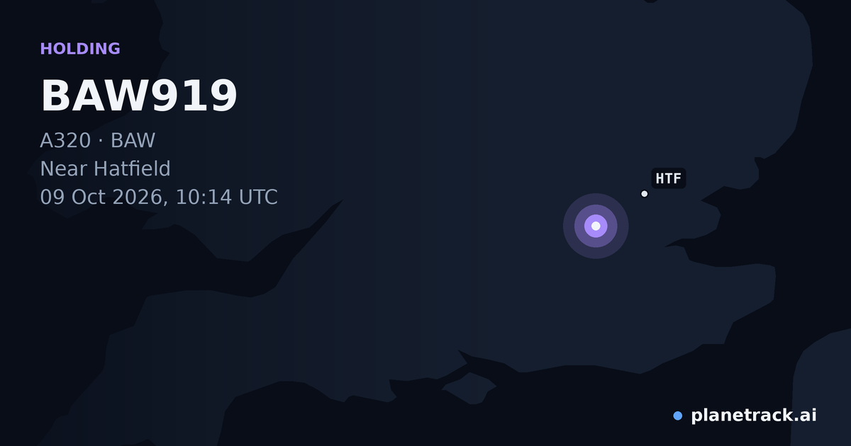 Map of where BAW919's holding pattern happened
