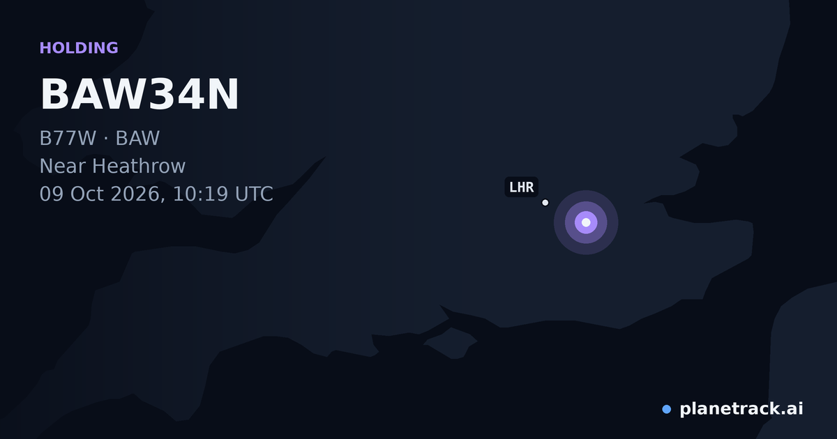 Map of where BAW34N's holding pattern happened