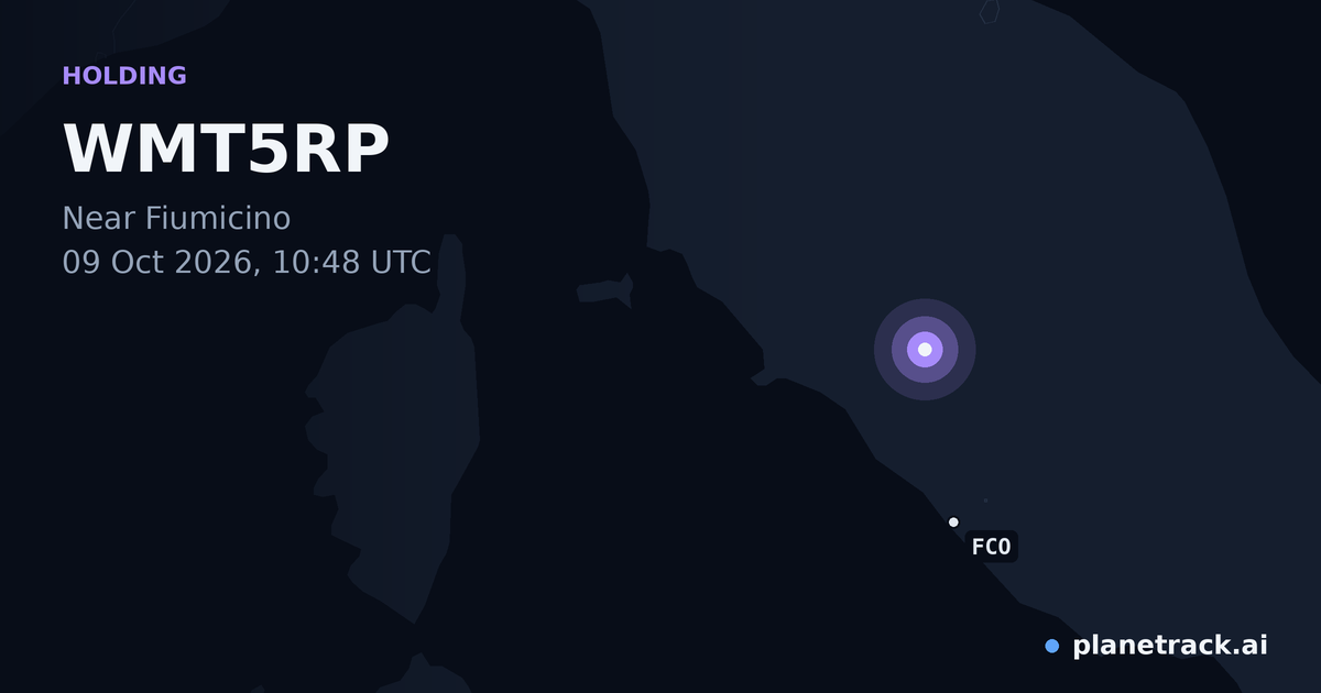 Map of where WMT5RP's holding pattern happened