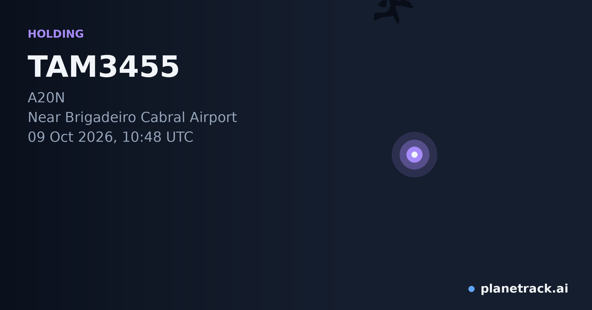 Map of where TAM3455's holding pattern happened