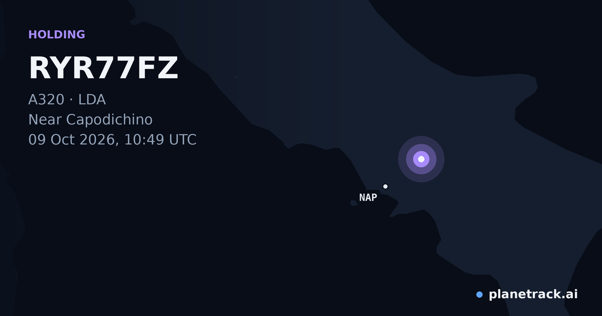 Map of where RYR77FZ's holding pattern happened