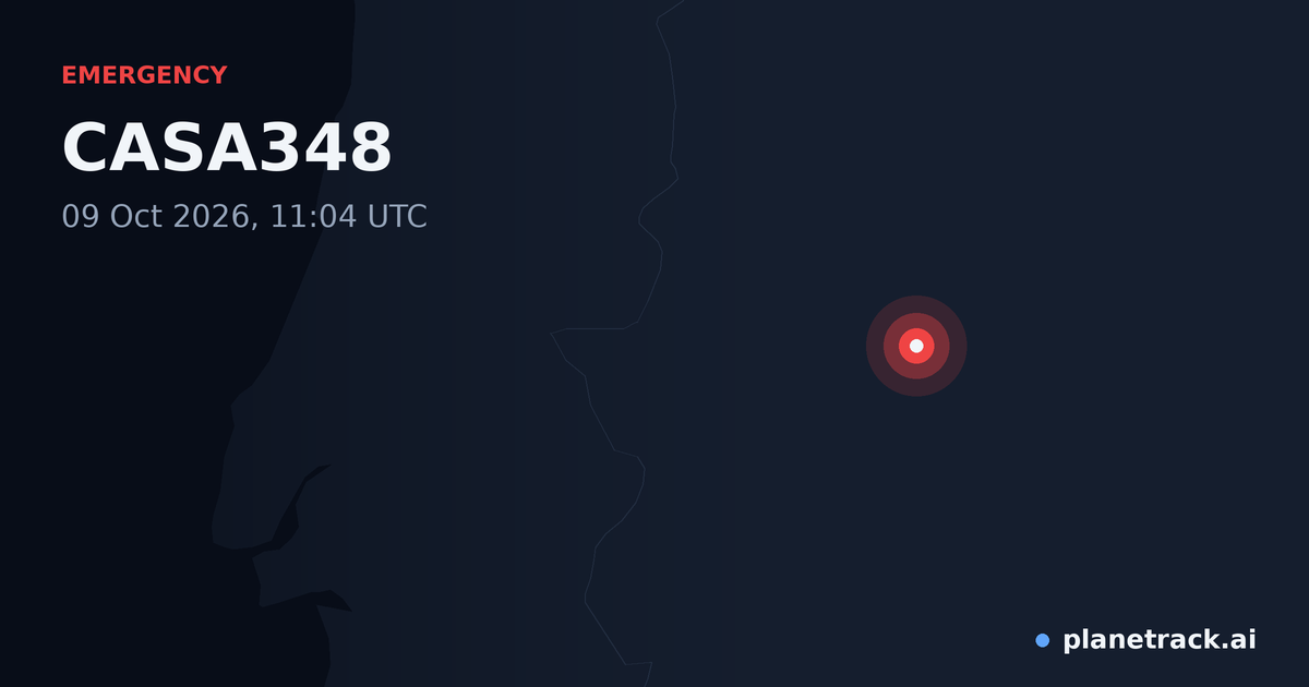 Map of where CASA348's emergency: squawk 7700 happened