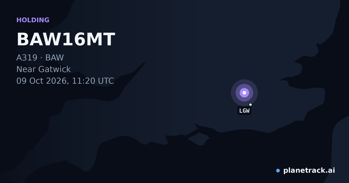 Map of where BAW16MT's holding pattern happened
