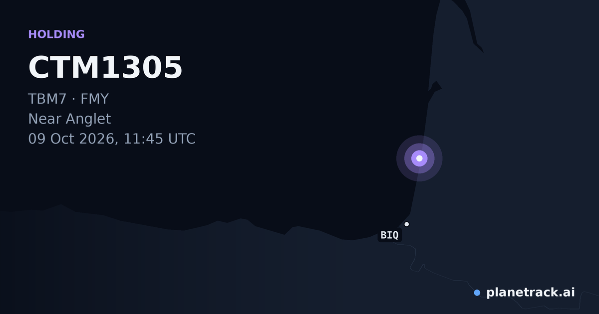 Map of where CTM1305's holding pattern happened