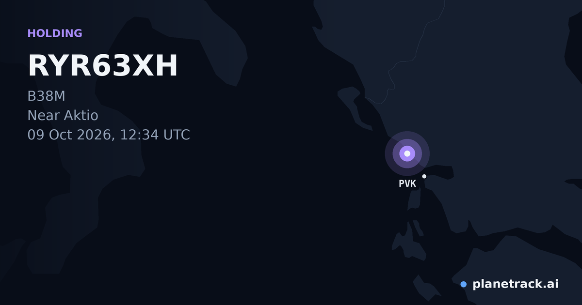 Map of where RYR63XH's holding pattern happened