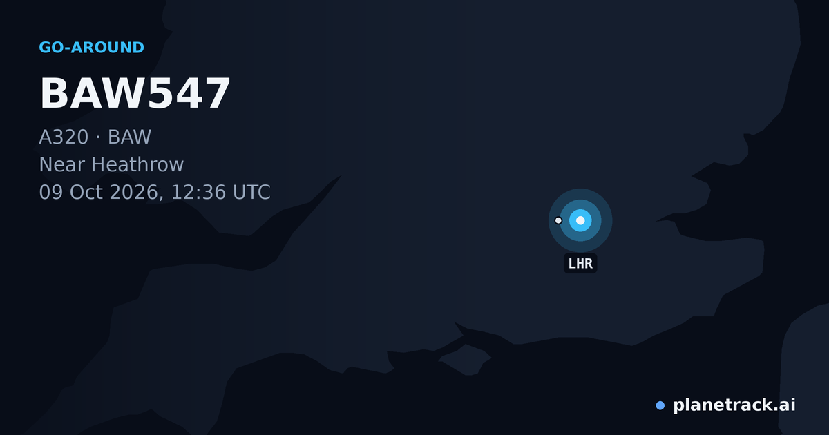 Map of where BAW547's go-around happened