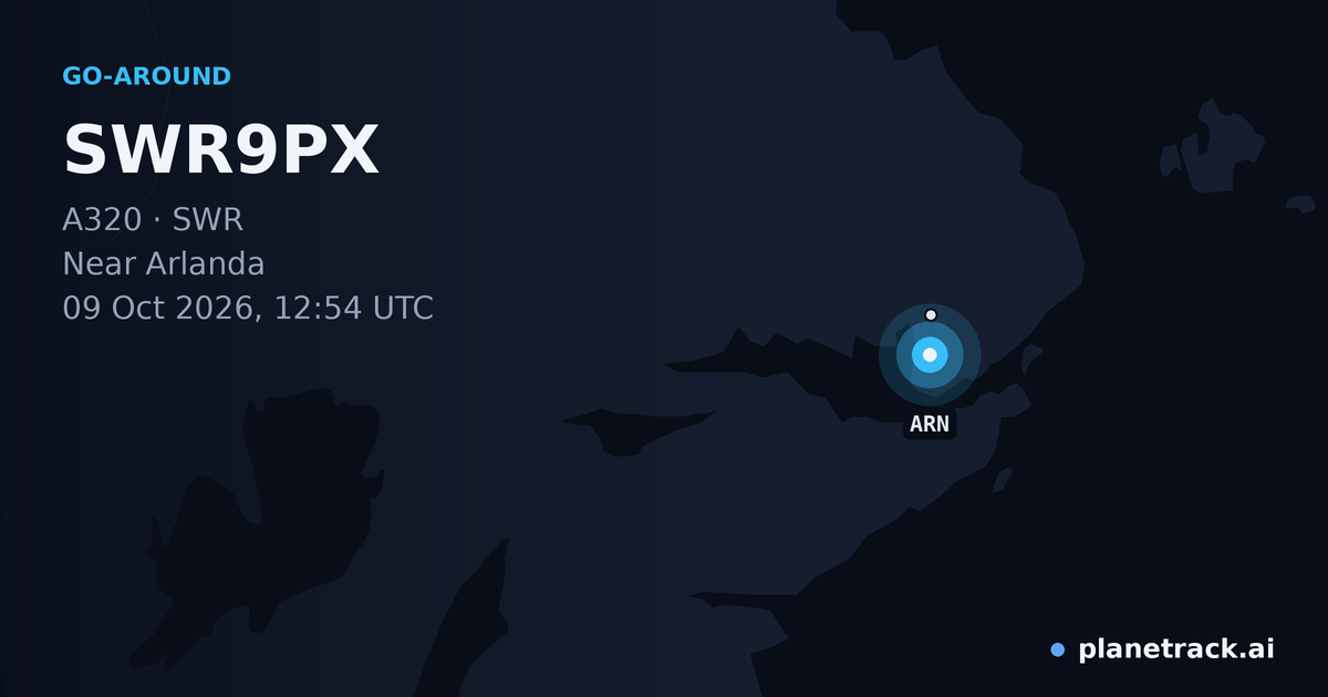 Map of where SWR9PX's go-around happened