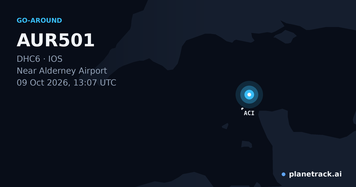 Map of where AUR501's go-around happened