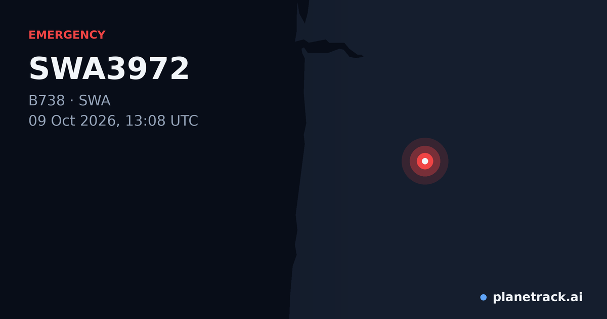Map of where SWA3972's emergency: squawk 7600 happened
