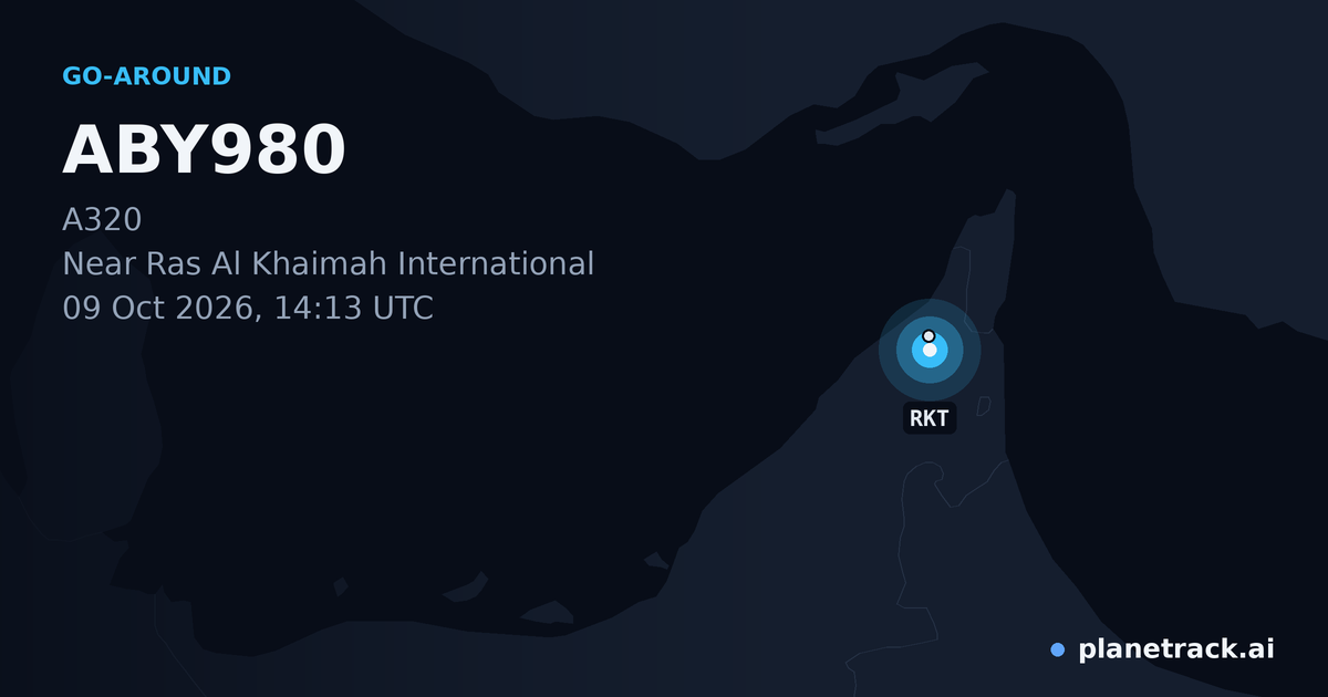 Map of where ABY980's go-around happened