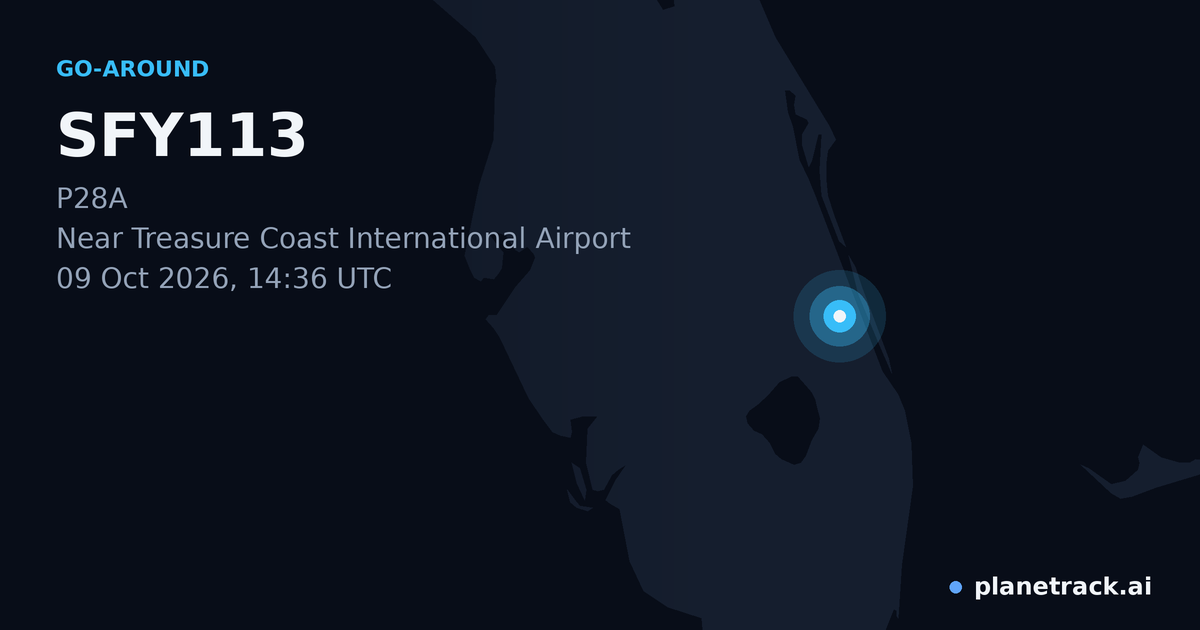 Map of where SFY113's go-around happened